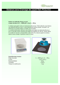 balanza con indicador directo en g/m² (rangos máximos de 0