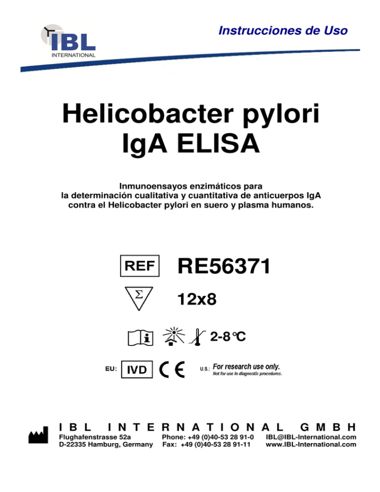Helicobacter pylori IgA ELISA