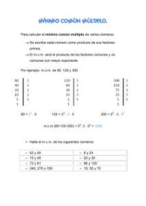 mínimo común múltiplo.