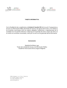 TARJETA INFORMATIVA Con la finalidad de dar cumplimiento al