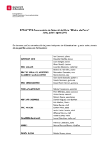 RESULTATS Convocatòria de Selecció del Cicle “Música als Parcs