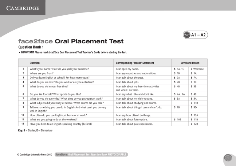 Face2face Oral Placement Test face2face-oral-placement-test