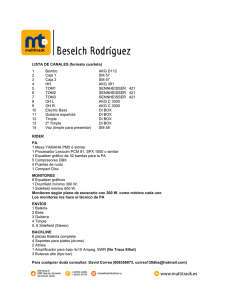 LISTA DE CANALES (formato cuarteto) 1 Bombo AKG D112 2 Caja