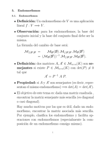 Definición: Un endomorfismo de V es una aplicación lineal f : V