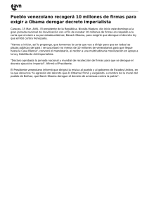 Pueblo venezolano recogerá 10 millones de firmas para exigir a