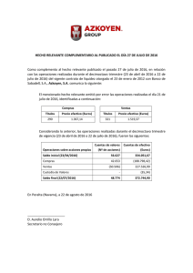 Hecho Relevante Complementario al publicado el 27 de julio de