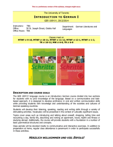 Introduction to German I - Department of Germanic Languages