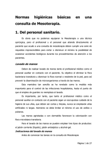 Normas higiénicas básicas en una consulta de Mesoterapia. 1. Del