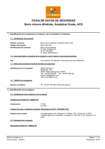 FDS Cloruro de Bario Dihidrato | Seguridad Laboratorio