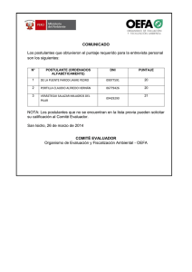 COMUNICADO Los postulantes que obtuvieron el puntaje
