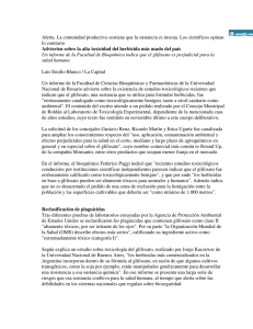 Alerta. La comunidad productiva sostiene que la sustancia - RAP-AL