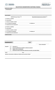 SOLICITUD DE INSCRIPCIÓN DE EDITORIAL MUSICAL