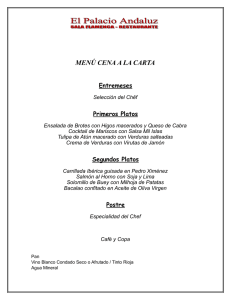 MENÚ CENA A LA CARTA