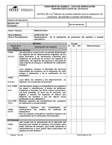 Lista de Verificación ASTM D 86-11b: Destilación de Petróleo