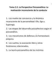 Tema 2.2. La Perspectiva Psicoanalítica: La motivación inconsciente