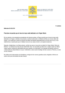 Francisco recuerda que el mes de mayo está dedicado a la Virgen