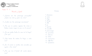 Texto N° 3 “Hansel y Gretel” 1. ¿Quiénes son los personajes