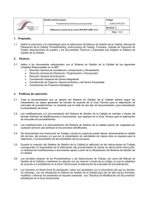 1. Propósito. 2. Alcance. 3. Políticas de operación