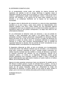 EL DETERIORO COGNITIVO LEVE. En el envejecimiento normal
