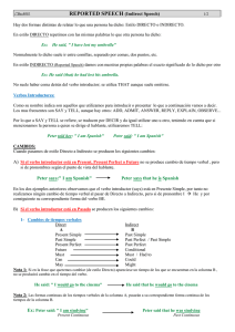 1º Bachillerato Reported Speech GRAMMAR