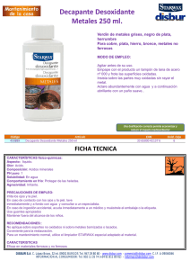 Decapante Metales Desoxidante s 250 ml.