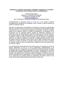 DESARROLLO URBANO SOSTENIBLE: INTERESES, DEMANDAS