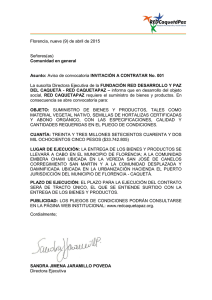 Florencia, nueve (9) de abril de 2015 Señores(as) Comunidad en