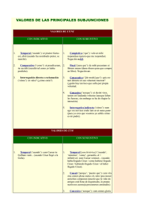 VALORES DE LAS PRINCIPALES SUBJUNCIONES