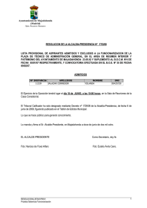 resolucion de la alcaldia-presidencia nº 1753/08 lista provisional de