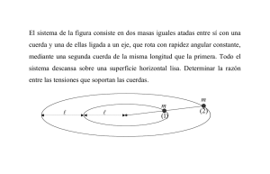 El sistema de la figura consiste en dos masas iguales atadas entre