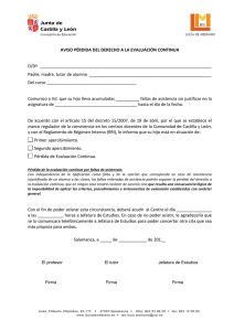 Aviso Pérdida Evaluación Continua - Faltas de Asistencia