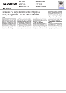 «Euskadi ha perdido liderazgo en la crisis, aunque sigue siendo un