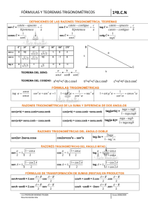 Formulario de Trigonometría: Fórmulas y Teoremas