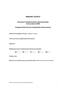 Memoria Tcnica de Acciones Complementarias Internacionales