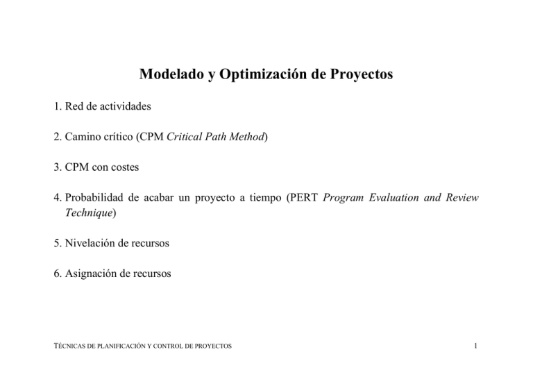 Modelado Y Optimización De Proyectos