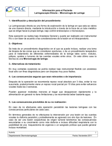 Información para el Paciente Laringoscopia Directa – Microcirugía