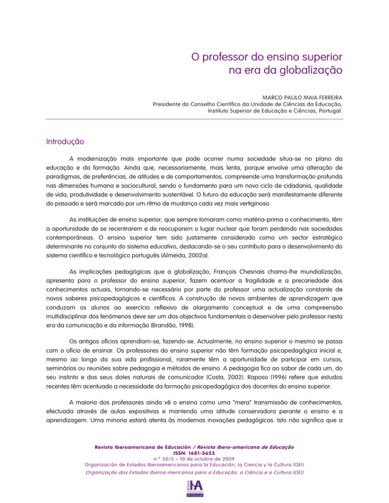 O professor do ensino superior na era da globalização