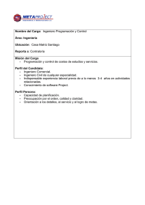 Nombre del Cargo: Ingeniero Programación y Control Área
