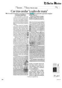 Cae tras andar a salto de mata