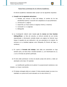 Pauta Para La Entrega De Un Informe Académico.