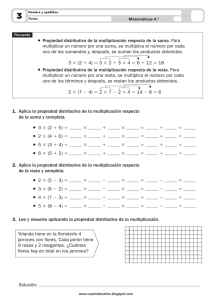 Matemáticas 4º: Propiedad Distributiva - Ejercicios