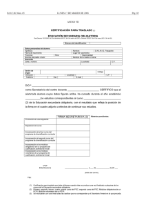 CERTIFICACIÓN PARA TRASLADO (1) EDUCACIÓN