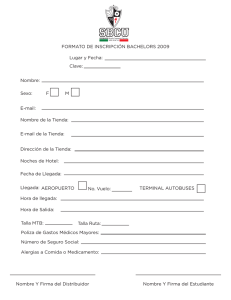 Nombre: Sexo: F M E-mail: Nombre de la Tienda