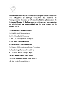 Listado de Candidatos aspirantes a la designación de Consejeros