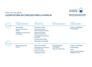 Plan de estudios LICENCIATURA EN CIENCIAS PARA LA FAMILIA