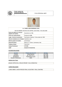 Poder Judicial del Estado De Morelos FICHA PERSONAL IMIPE Lic