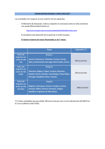 FINANCIACIÓN ERASMUS CURSO 2016