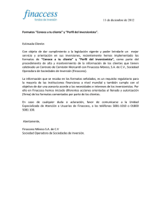 11 de diciembre de 2012 Formatos “Conoce a tu cliente” y “Perfil del