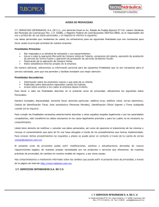 AVISO DE PRIVACIDAD IT SERVICIOS INTEGRADOS, SA DE CV