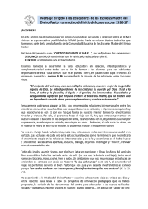 Mensaje dirigido a los educadores de las Escuelas Madre del
